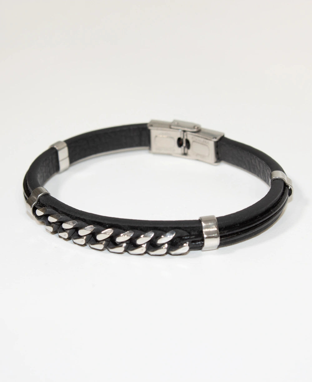 Bracciale in Cuoio e Acciaio