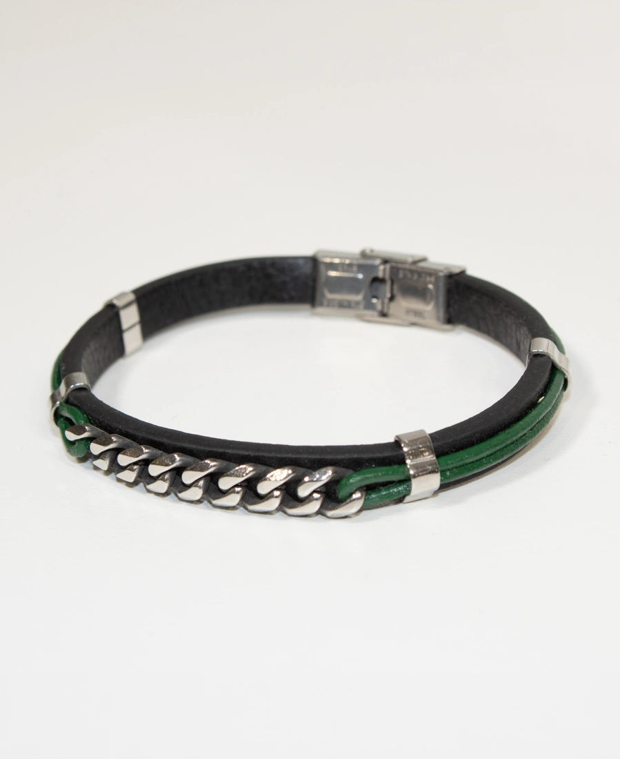 Bracciale in Cuoio e Acciaio