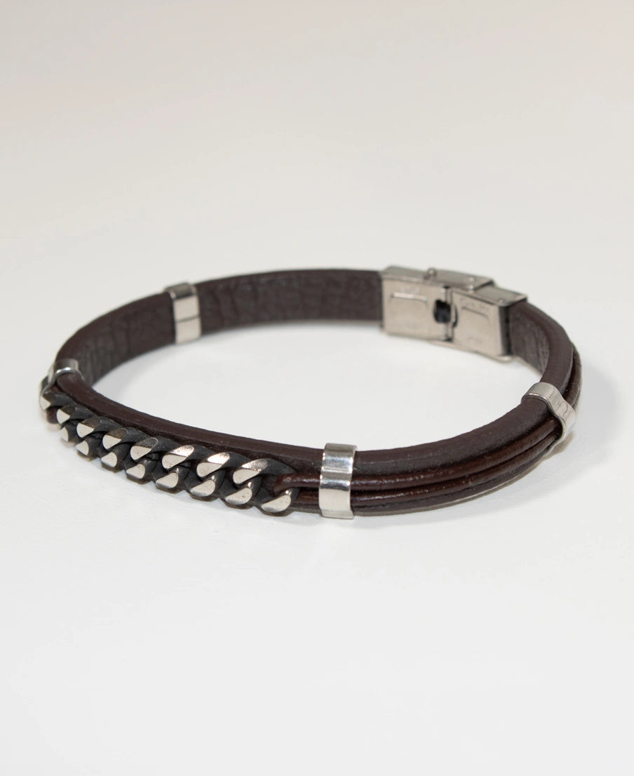 Bracciale in Cuoio e Acciaio