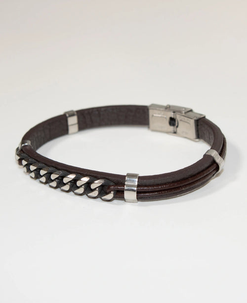 Bracciale in Cuoio e Acciaio
