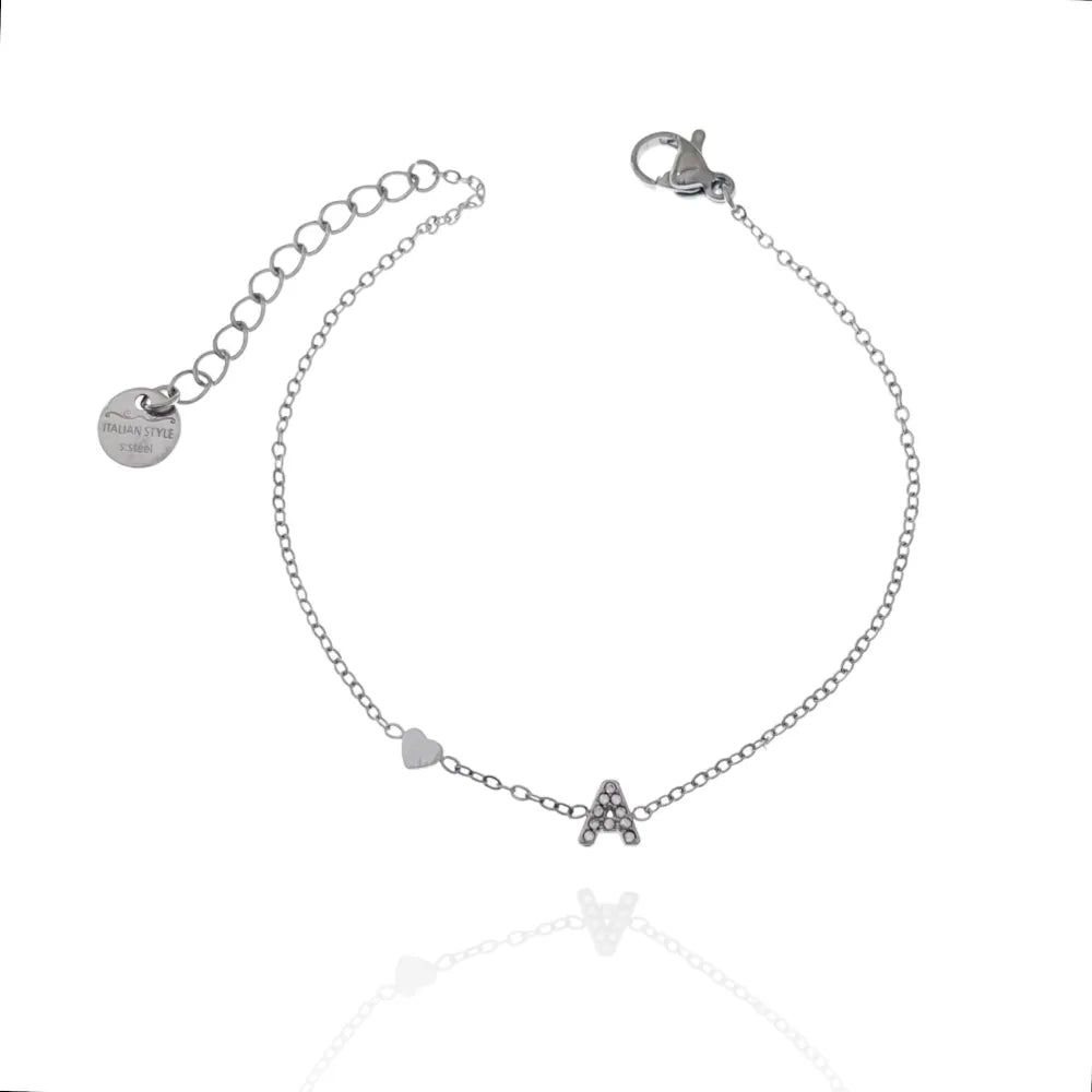 Bracciali letterine cuore argento