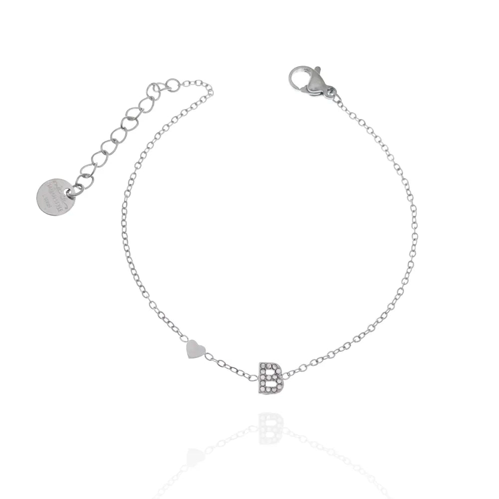 Bracciali letterine cuore argento