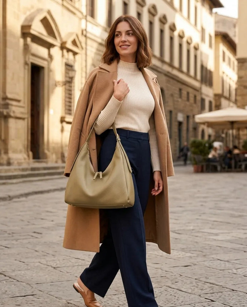 Borsa Mezzaluna con Zip