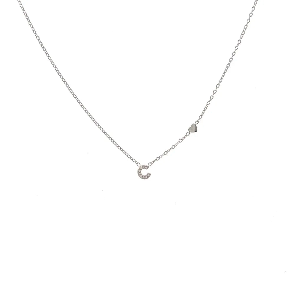 Collane letterine cuore argento