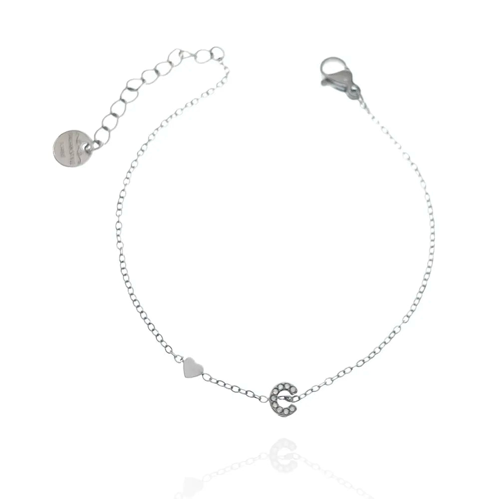 Bracciali letterine cuore argento