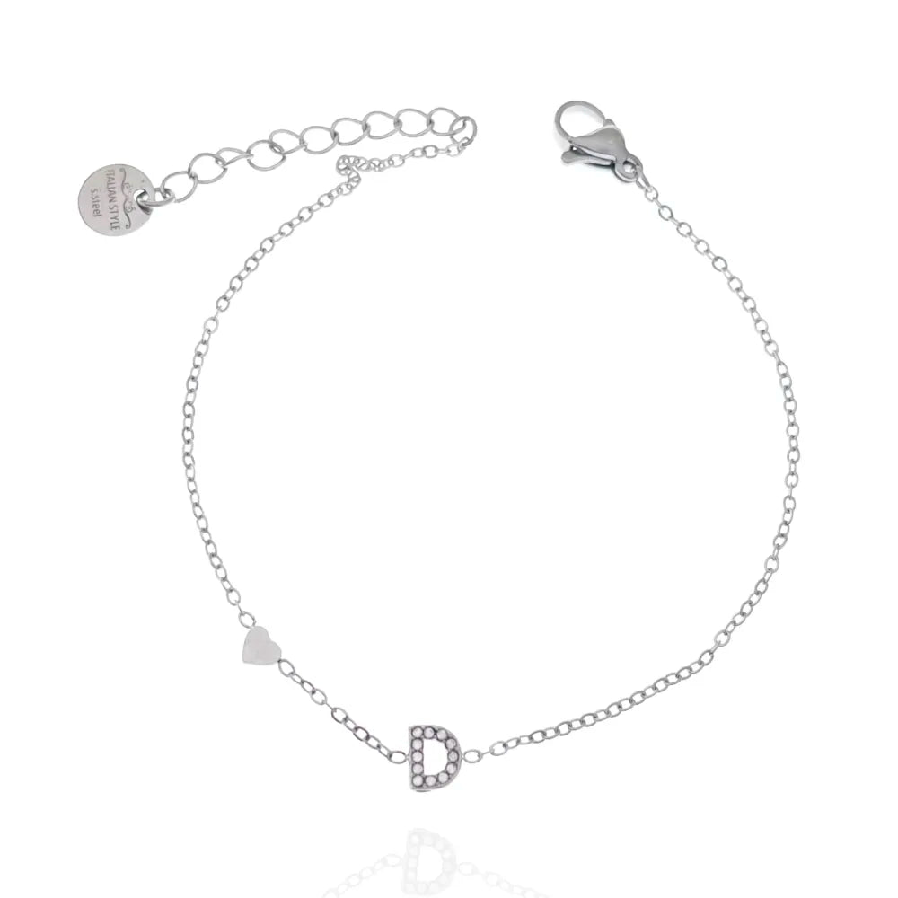 Bracciali letterine cuore argento
