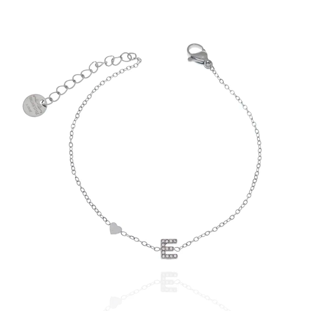 Bracciali letterine cuore argento