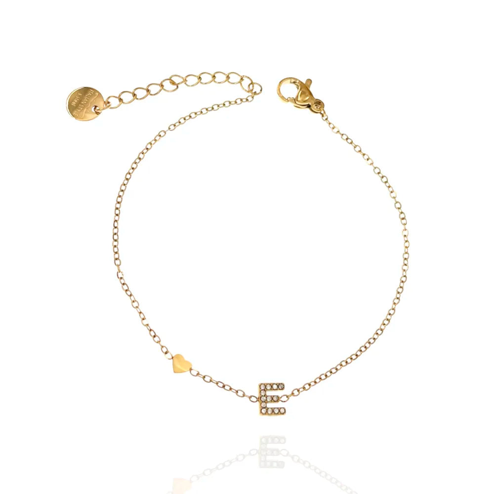 Bracciali letterine cuore oro