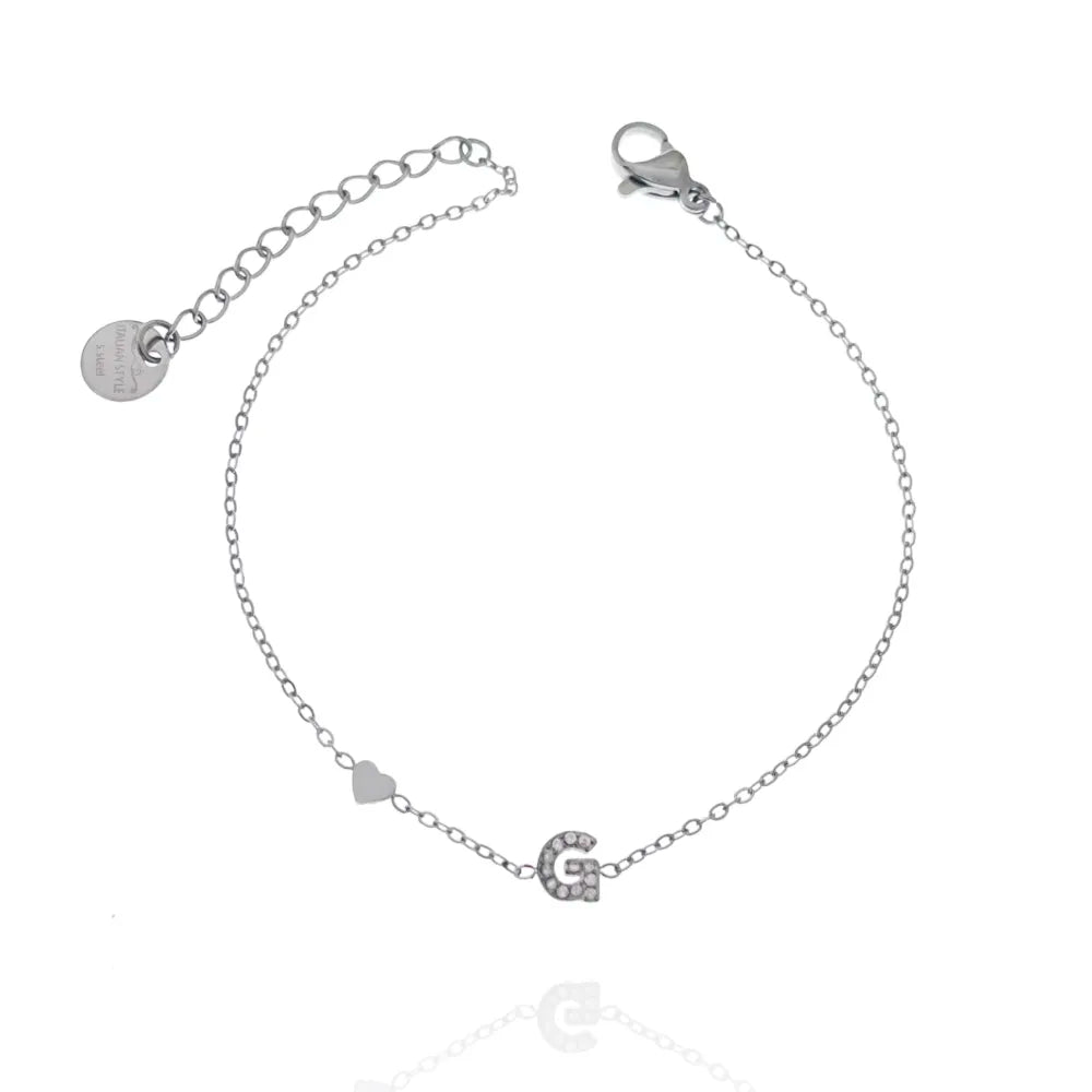 Bracciali letterine cuore argento