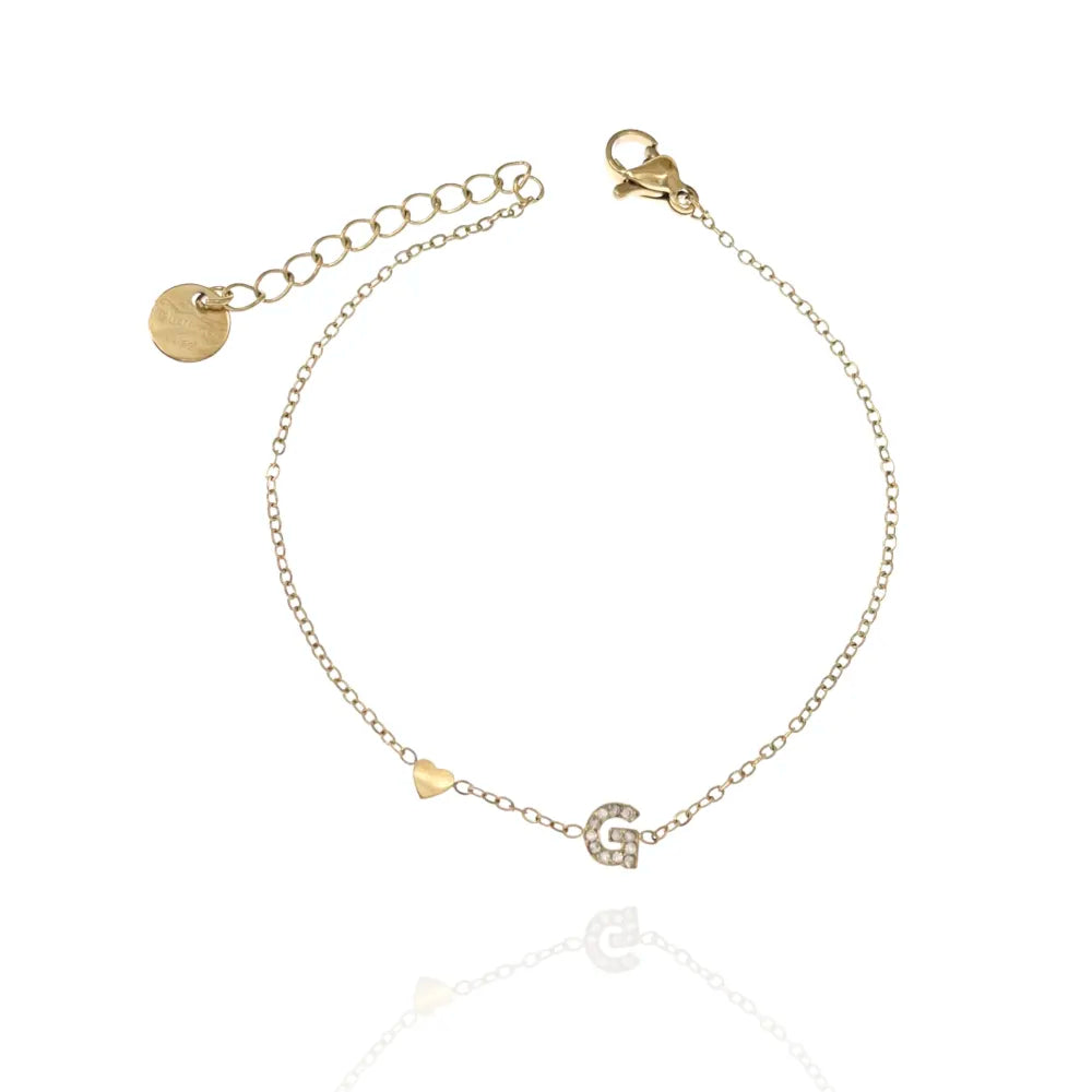 Bracciali letterine cuore oro