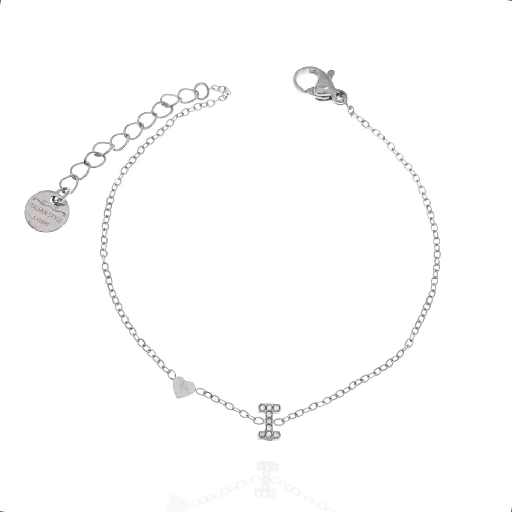 Bracciali letterine cuore argento