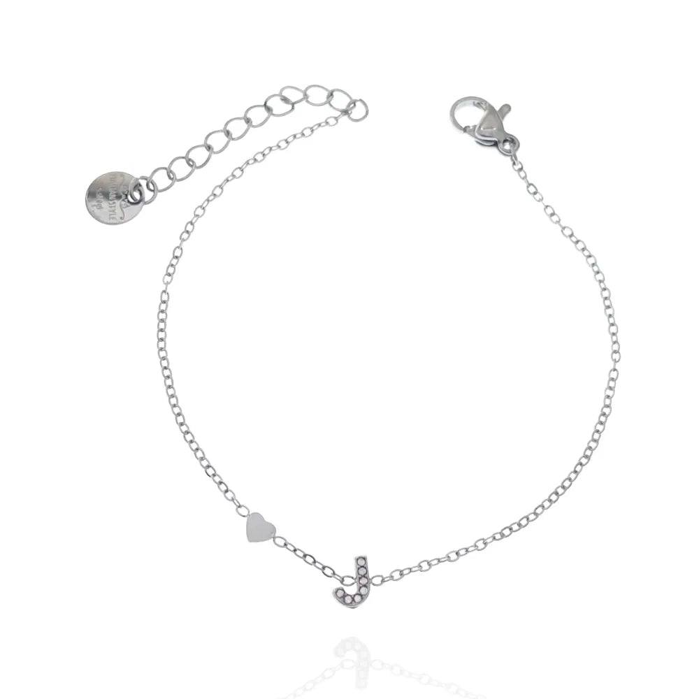 Bracciali letterine cuore argento