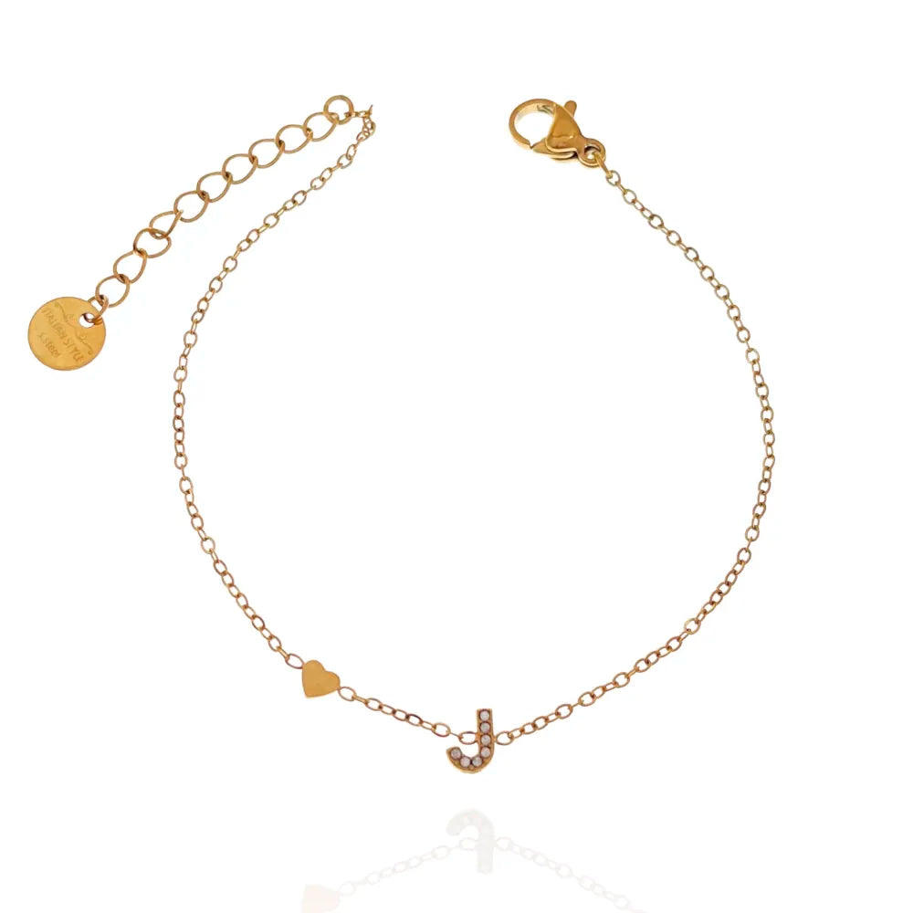 Bracciali letterine cuore oro
