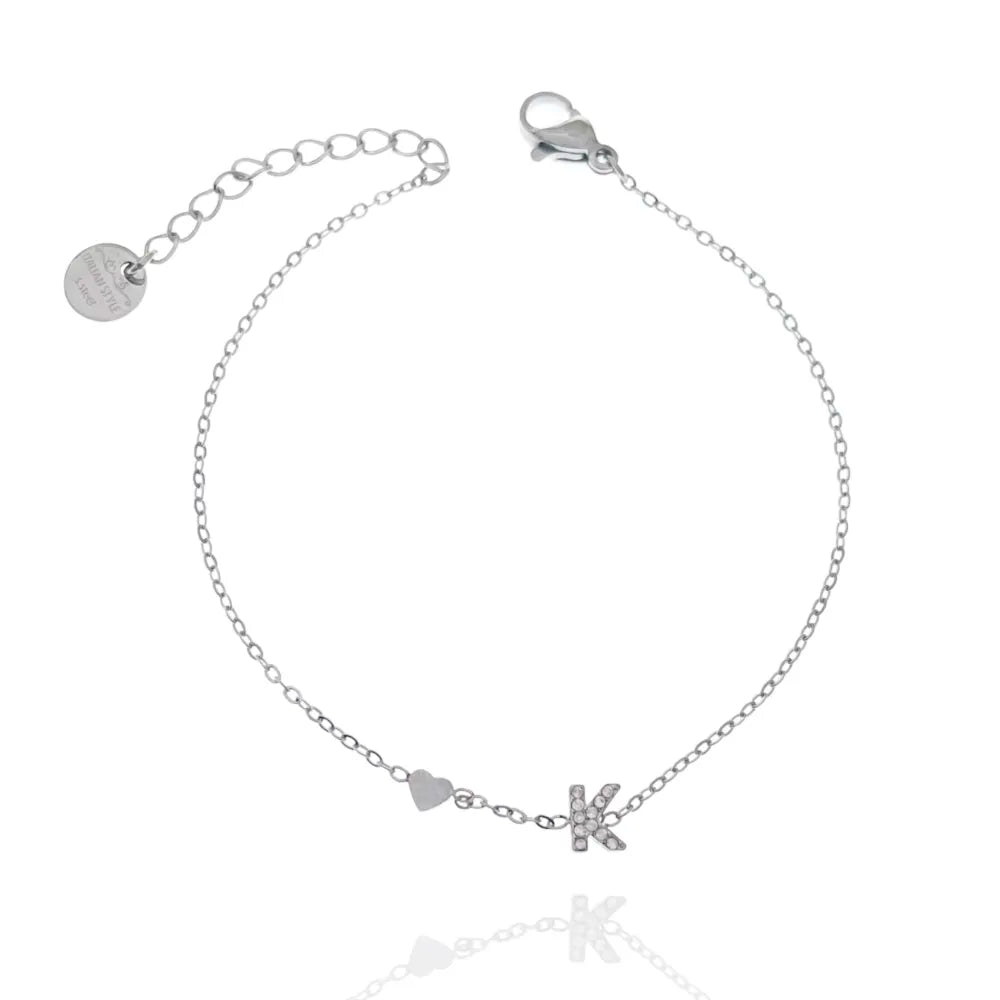 Bracciali letterine cuore argento
