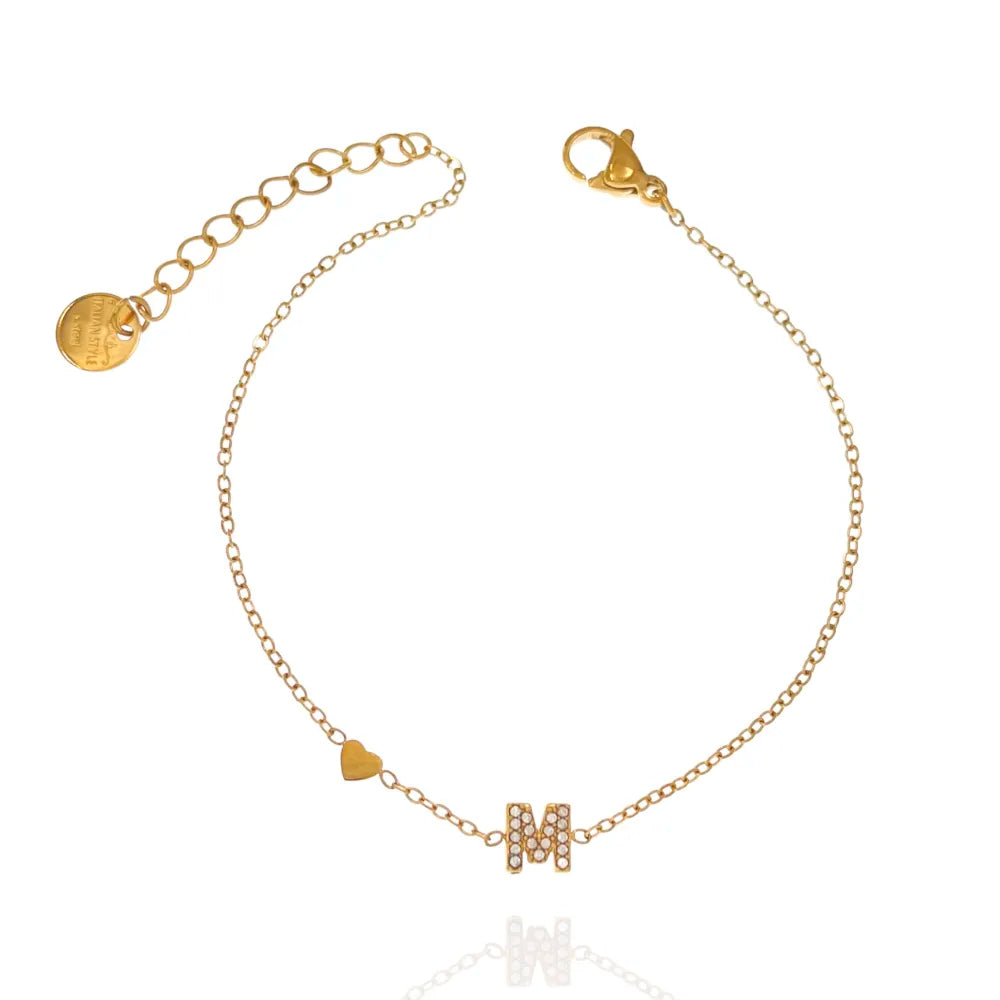 Bracciali letterine cuore oro