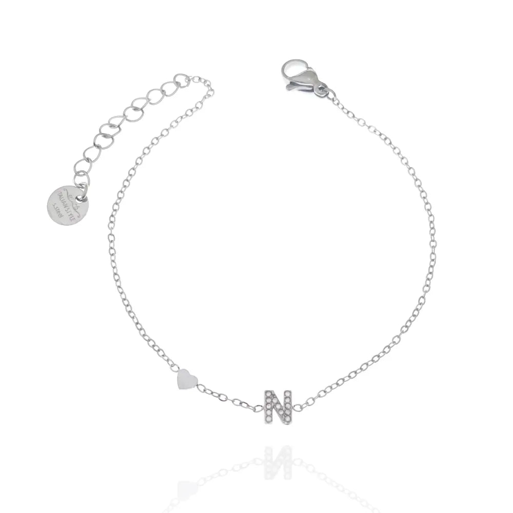 Bracciali letterine cuore argento