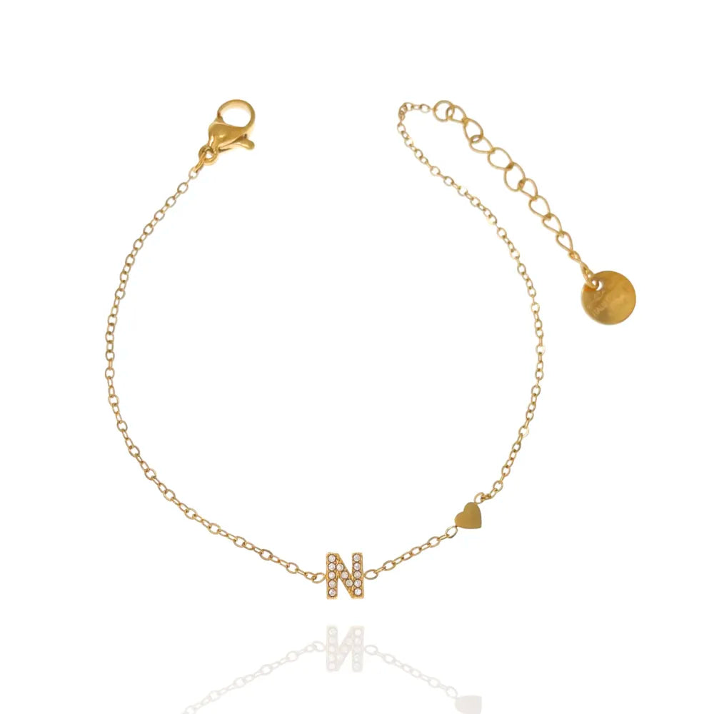 Bracciali letterine cuore oro