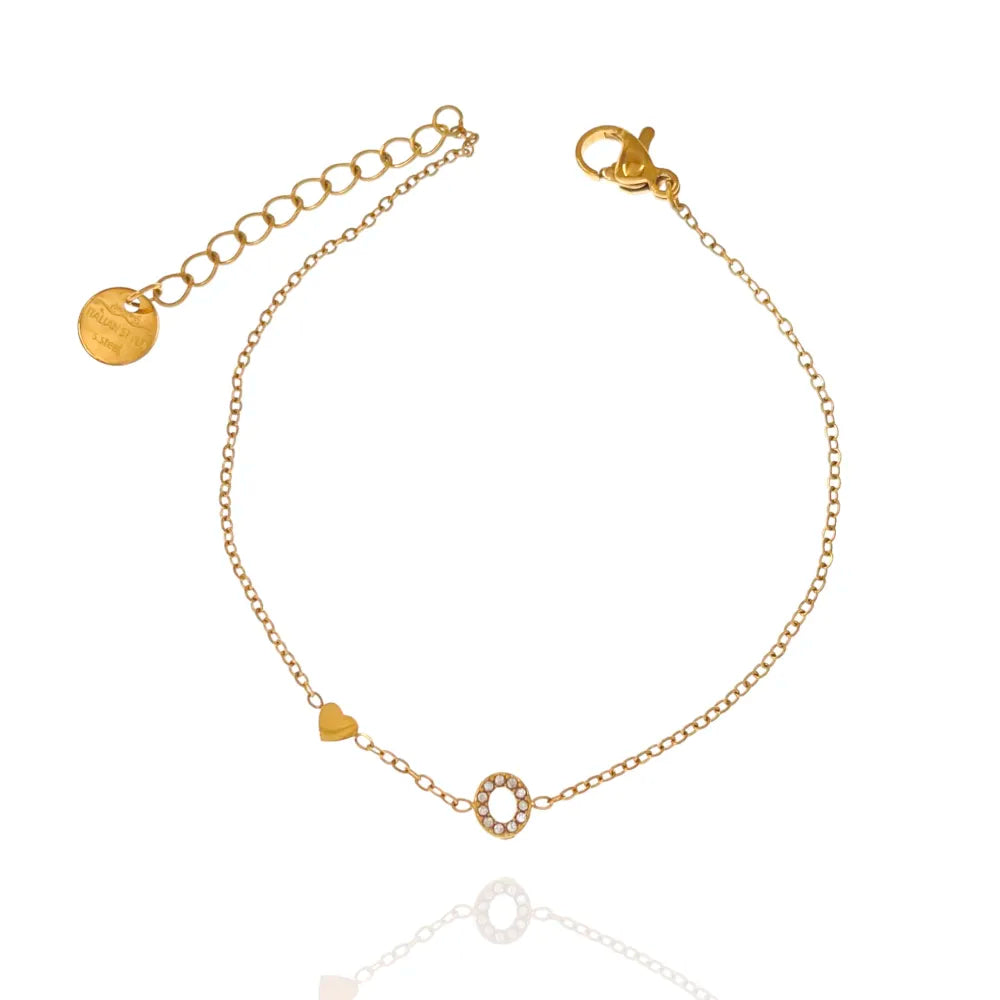 Bracciali letterine cuore oro
