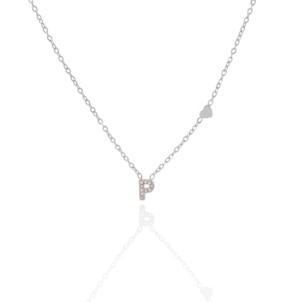 Collane letterine cuore argento