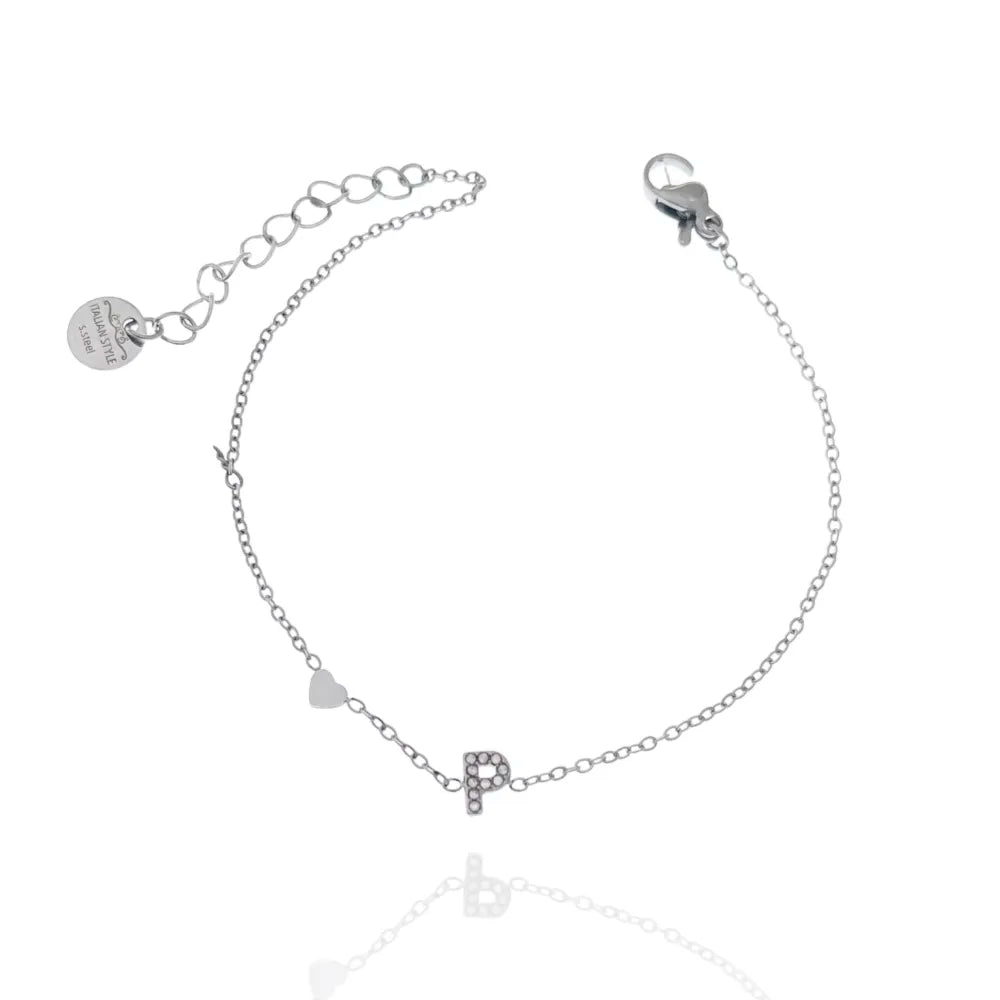 Bracciali letterine cuore argento