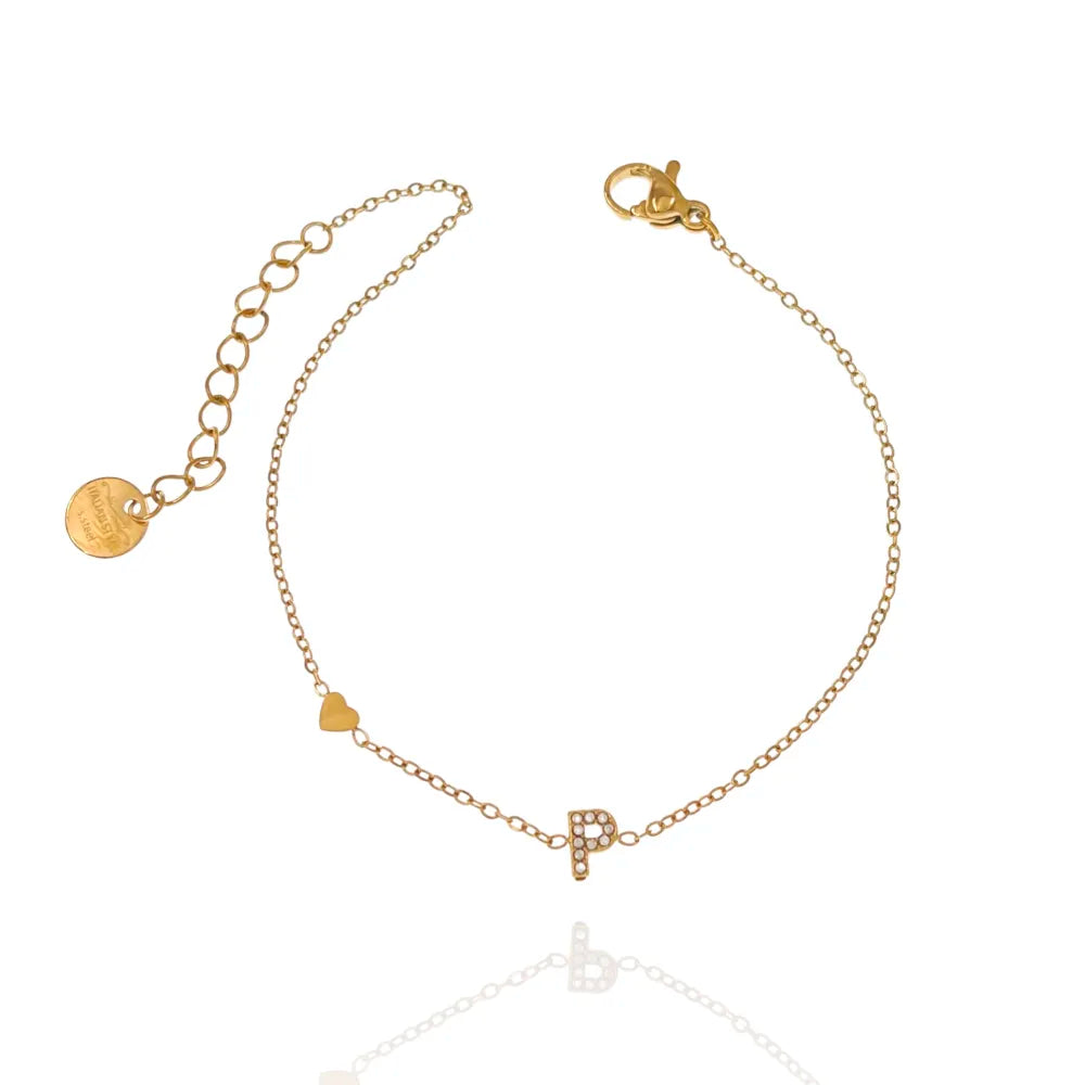 Bracciali letterine cuore oro