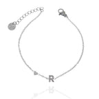 Bracciali letterine cuore argento