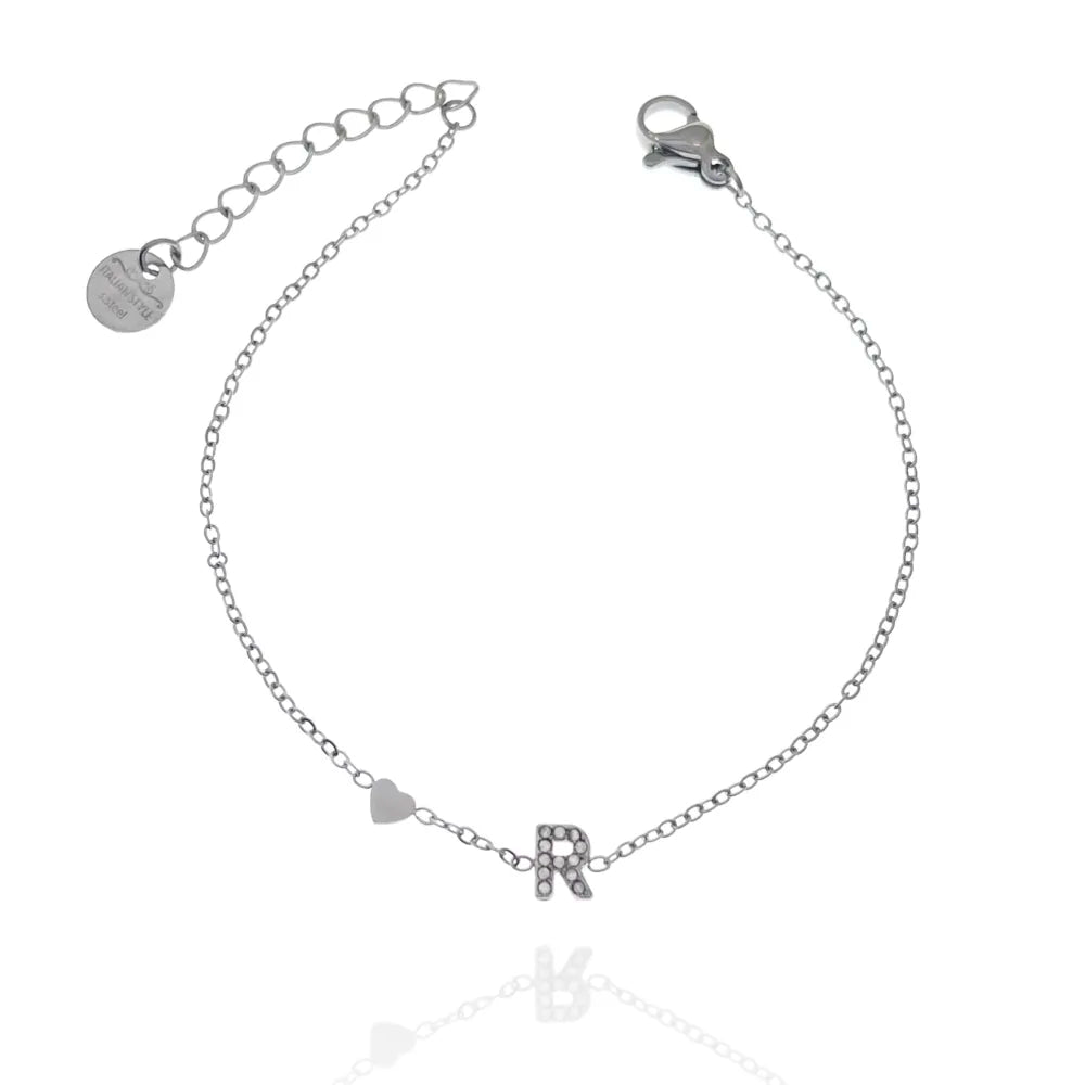 Bracciali letterine cuore argento