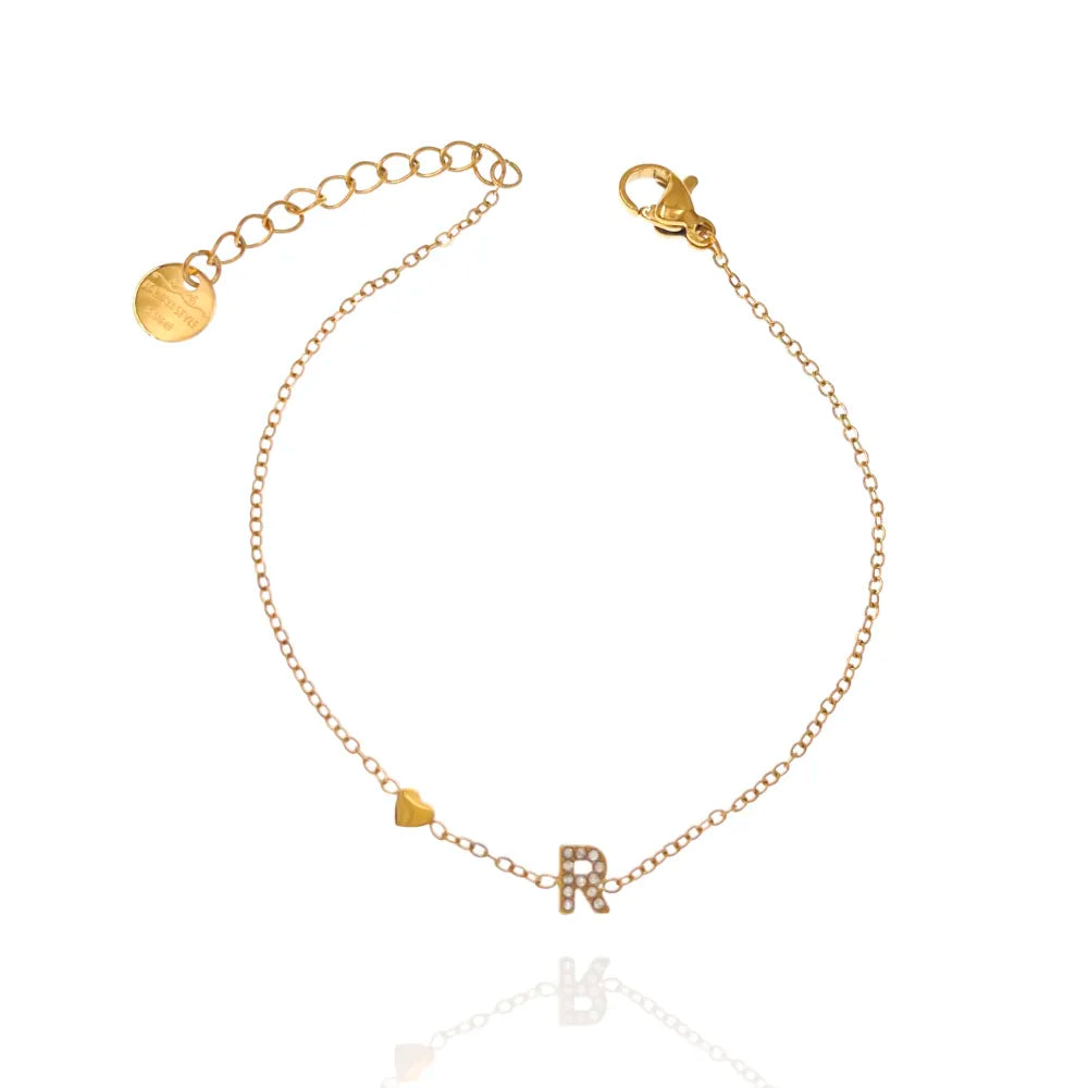 Bracciali letterine cuore oro