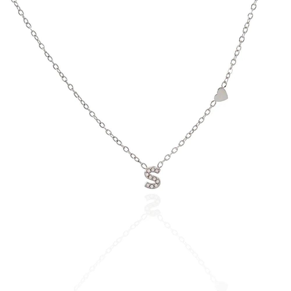 Collane letterine cuore argento