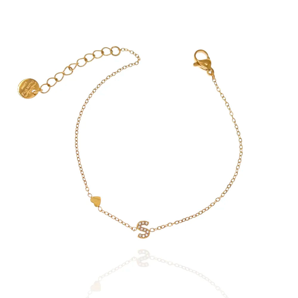 Bracciali letterine cuore oro