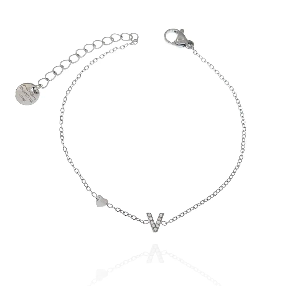 Bracciali letterine cuore argento