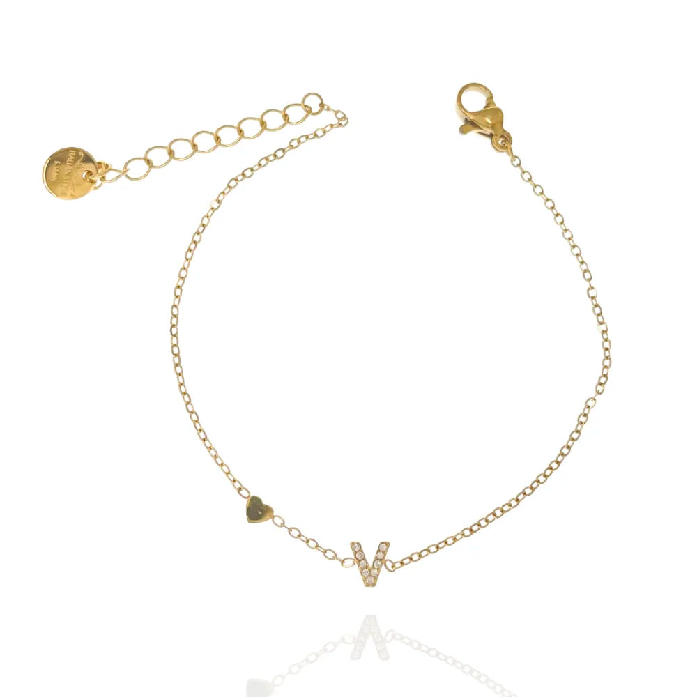 Bracciali letterine cuore oro