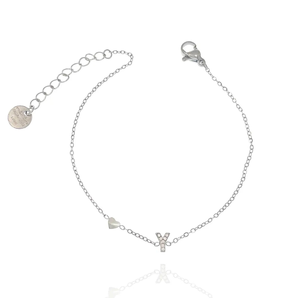 Bracciali letterine cuore argento