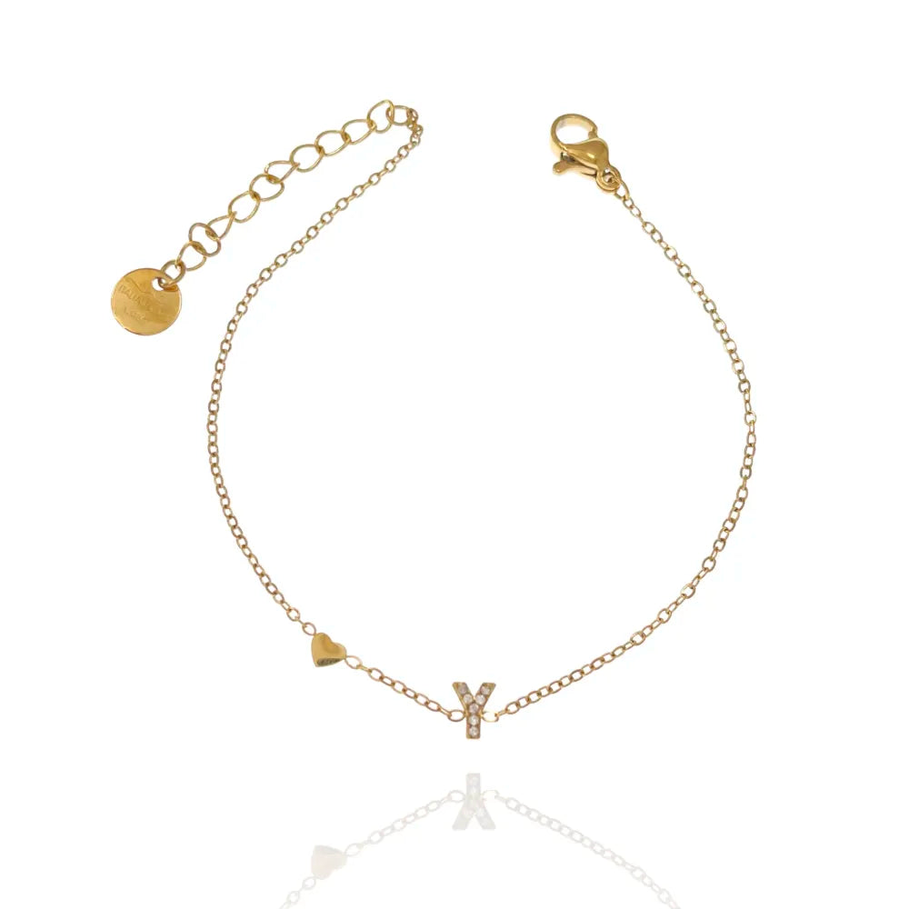 Bracciali letterine cuore oro